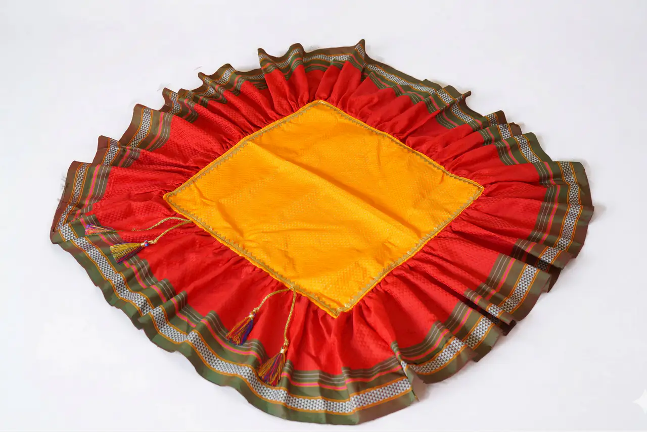 Handcrafted Paithani Red Yellow Chaurang Aasan thumbnail 2