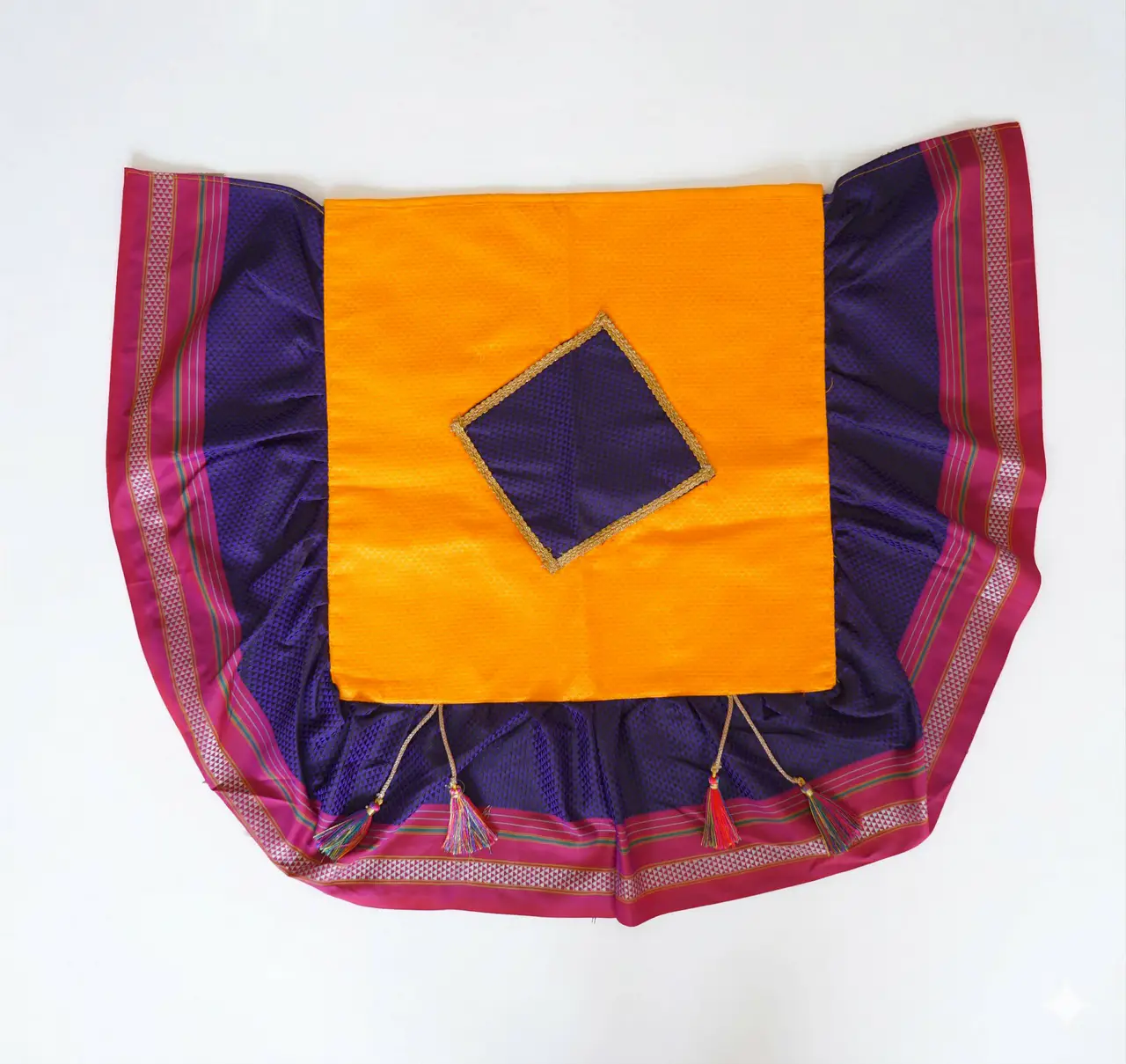 Handcrafted Paithani Violet Yellow Chaurang Aasan thumbnail 2