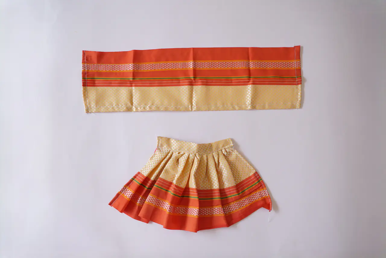 Handcrafted Paithani Beige Devi Vastra — made by Hirakani Foundation artisans, Nashik