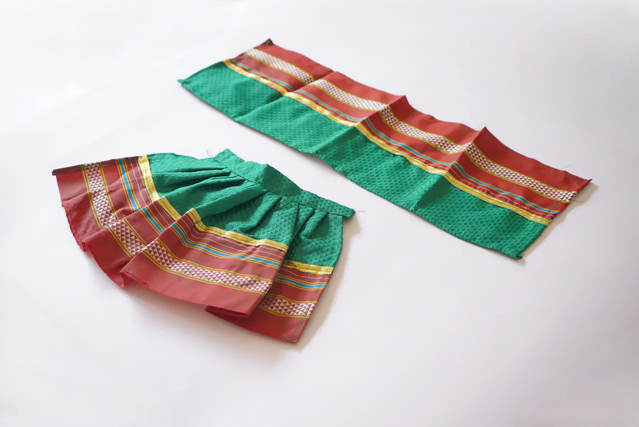 Handcrafted Paithani Green Devi Vastra thumbnail 2