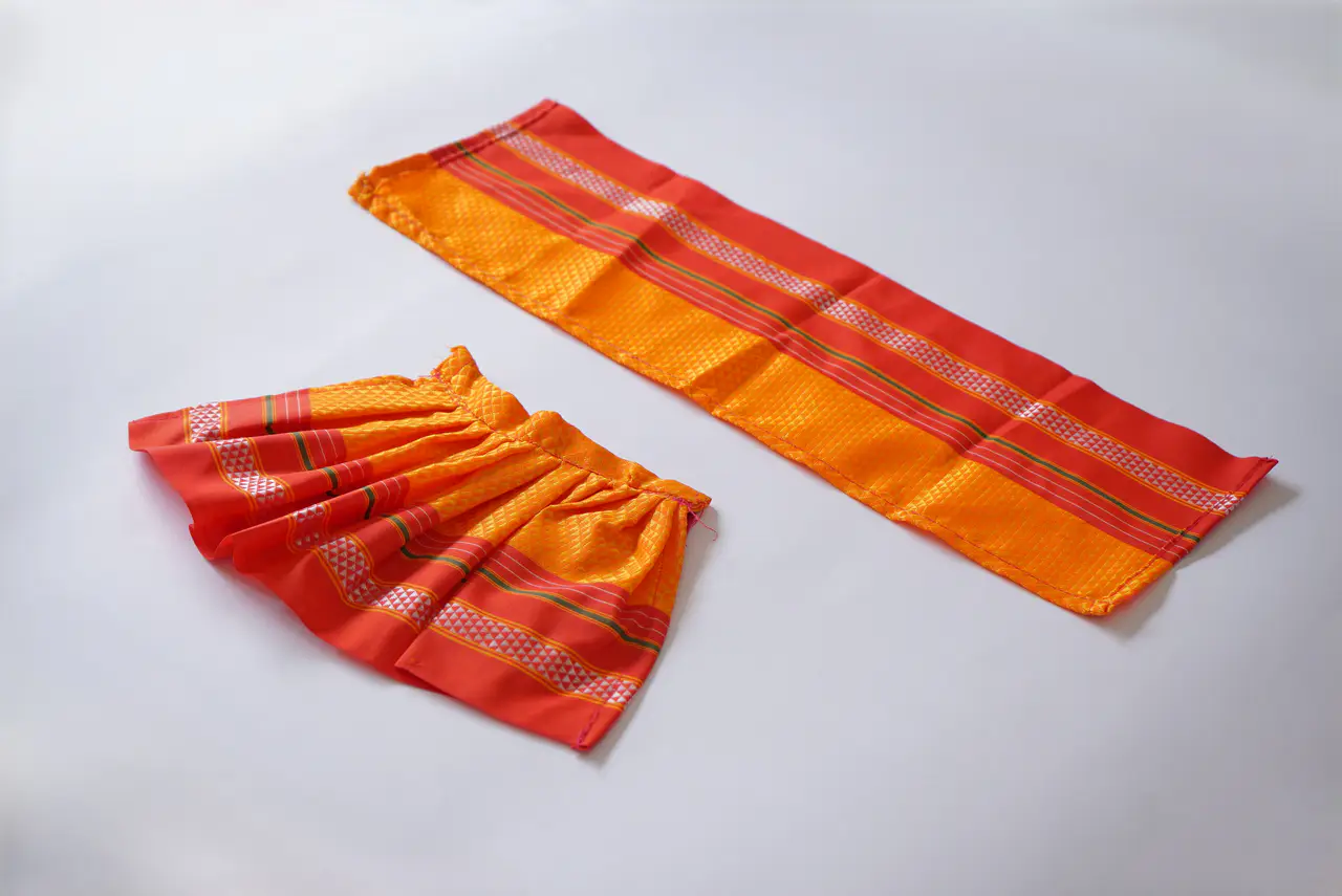 Handcrafted Paithani Orange Devi Vastra thumbnail 2