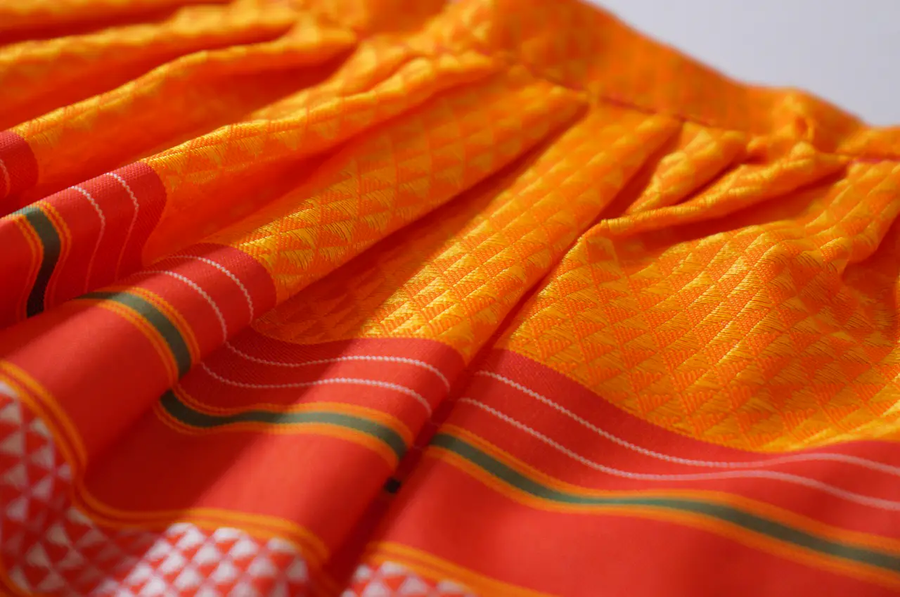 Handcrafted Paithani Orange Devi Vastra thumbnail 3