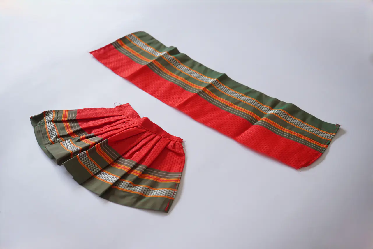 Handcrafted Paithani Red Devi Vastra thumbnail 2