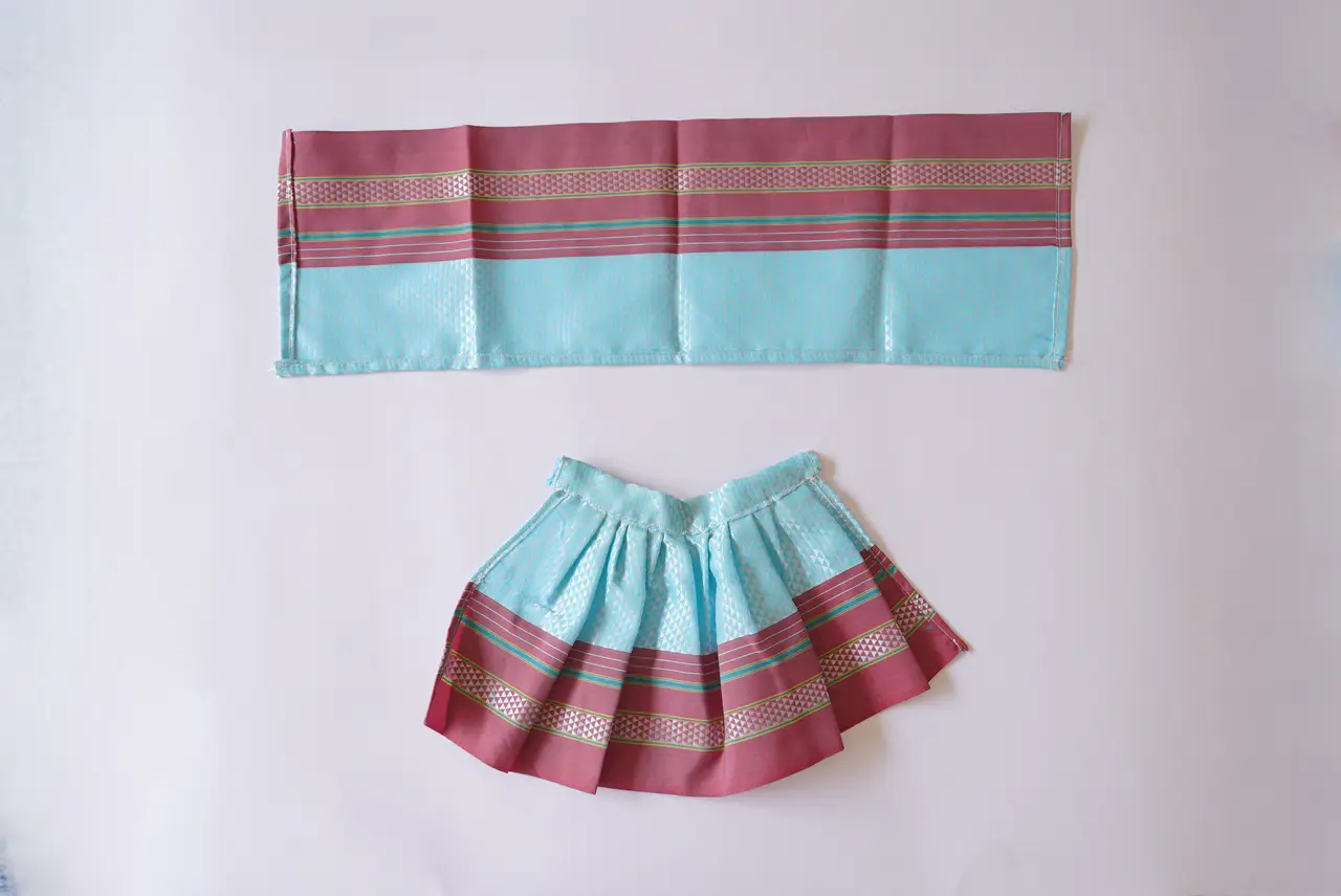 Handcrafted Paithani Sky Blue Devi Vastra — made by Hirakani Foundation artisans, Nashik