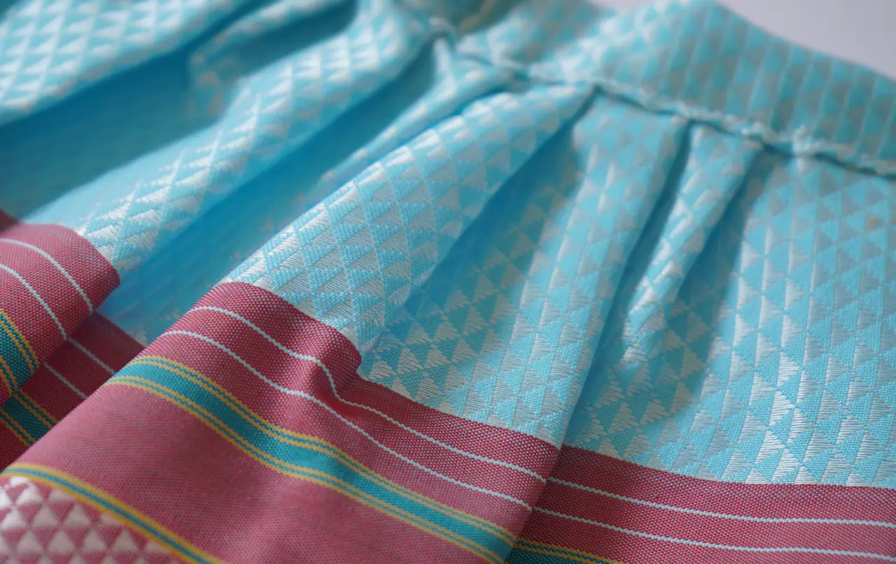 Handcrafted Paithani Sky Blue Devi Vastra thumbnail 3