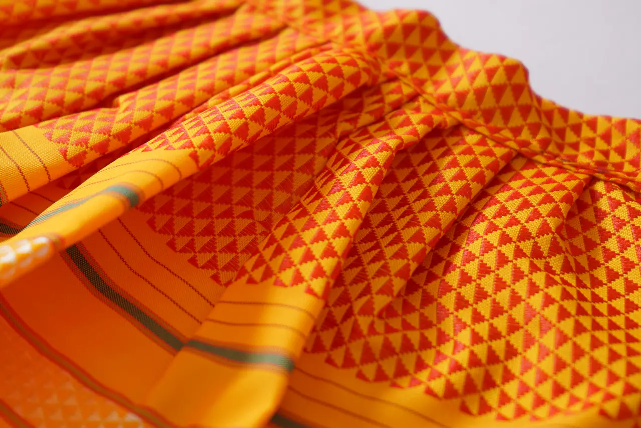 Handcrafted Paithani Yellow Devi Vastra thumbnail 3