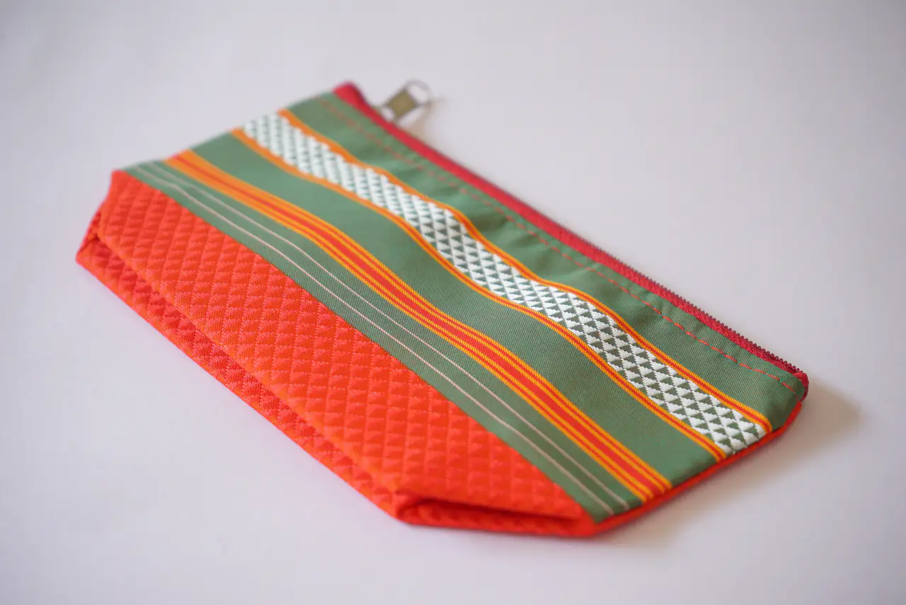 Handcrafted Paithani Orange Pouch thumbnail 3