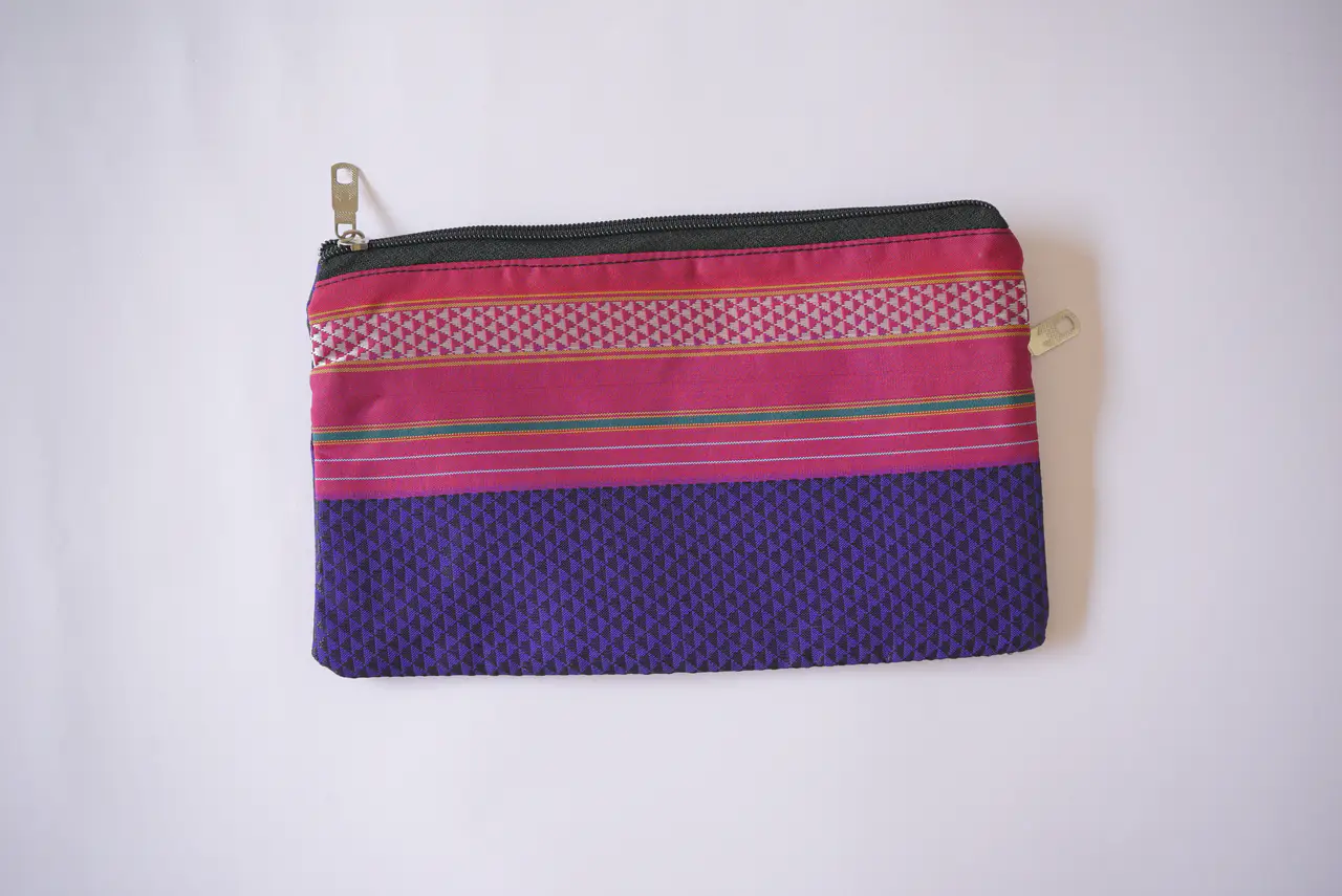 Handcrafted Paithani Violet Pouch thumbnail 2