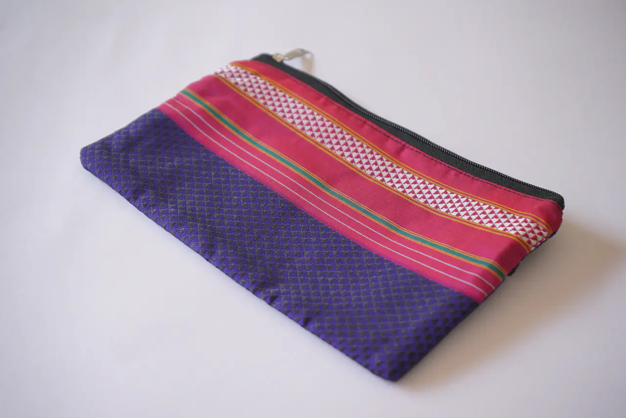 Handcrafted Paithani Violet Pouch thumbnail 3