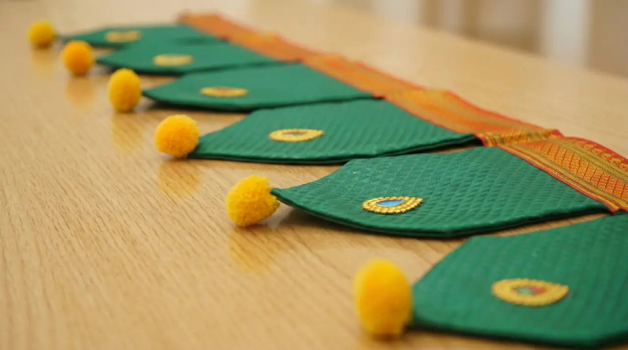 Handcrafted Paithani Green Door Toran — made by Hirakani Foundation artisans, Nashik