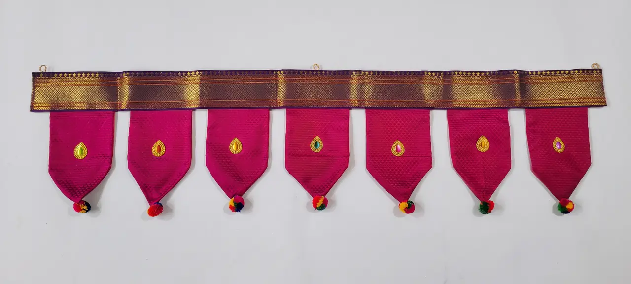 Handcrafted Paithani Magenta Purple Door Toran — made by Hirakani Foundation artisans, Nashik
