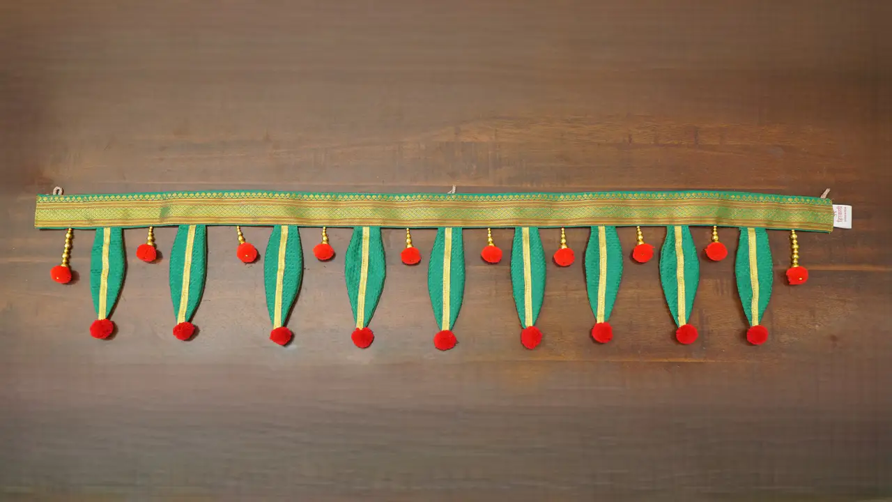 Handcrafted Paithani Mango Leaves Door Toran thumbnail 3