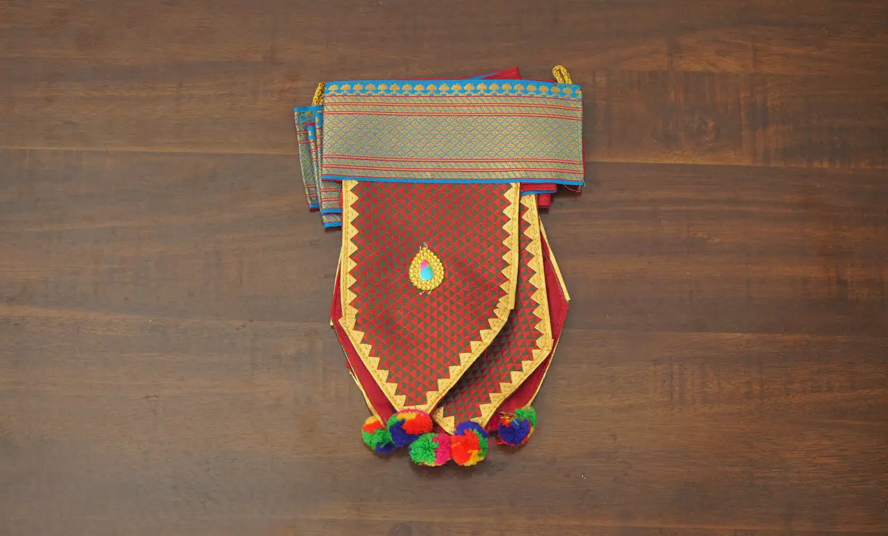 Handcrafted Paithani Maroon Door Toran — made by Hirakani Foundation artisans, Nashik