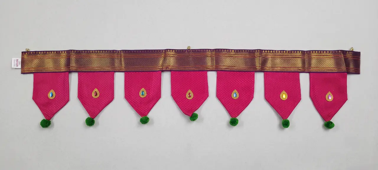 Handcrafted Paithani Pink Purple Door Toran — made by Hirakani Foundation artisans, Nashik