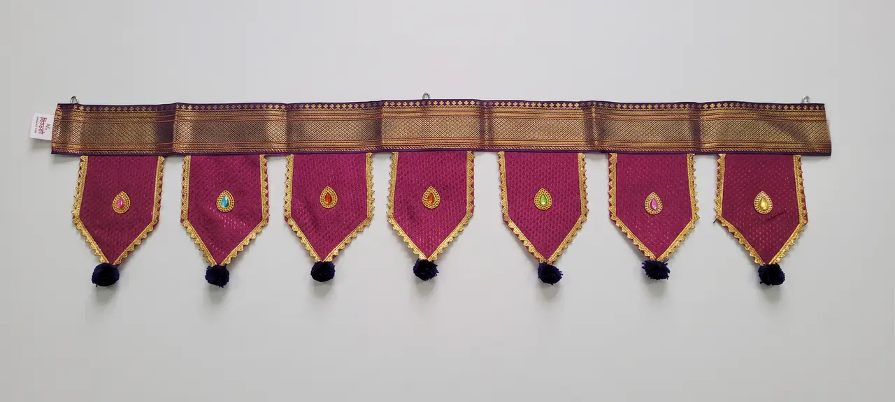 Handcrafted Paithani Pink Purple Lace Door Toran — made by Hirakani Foundation artisans, Nashik