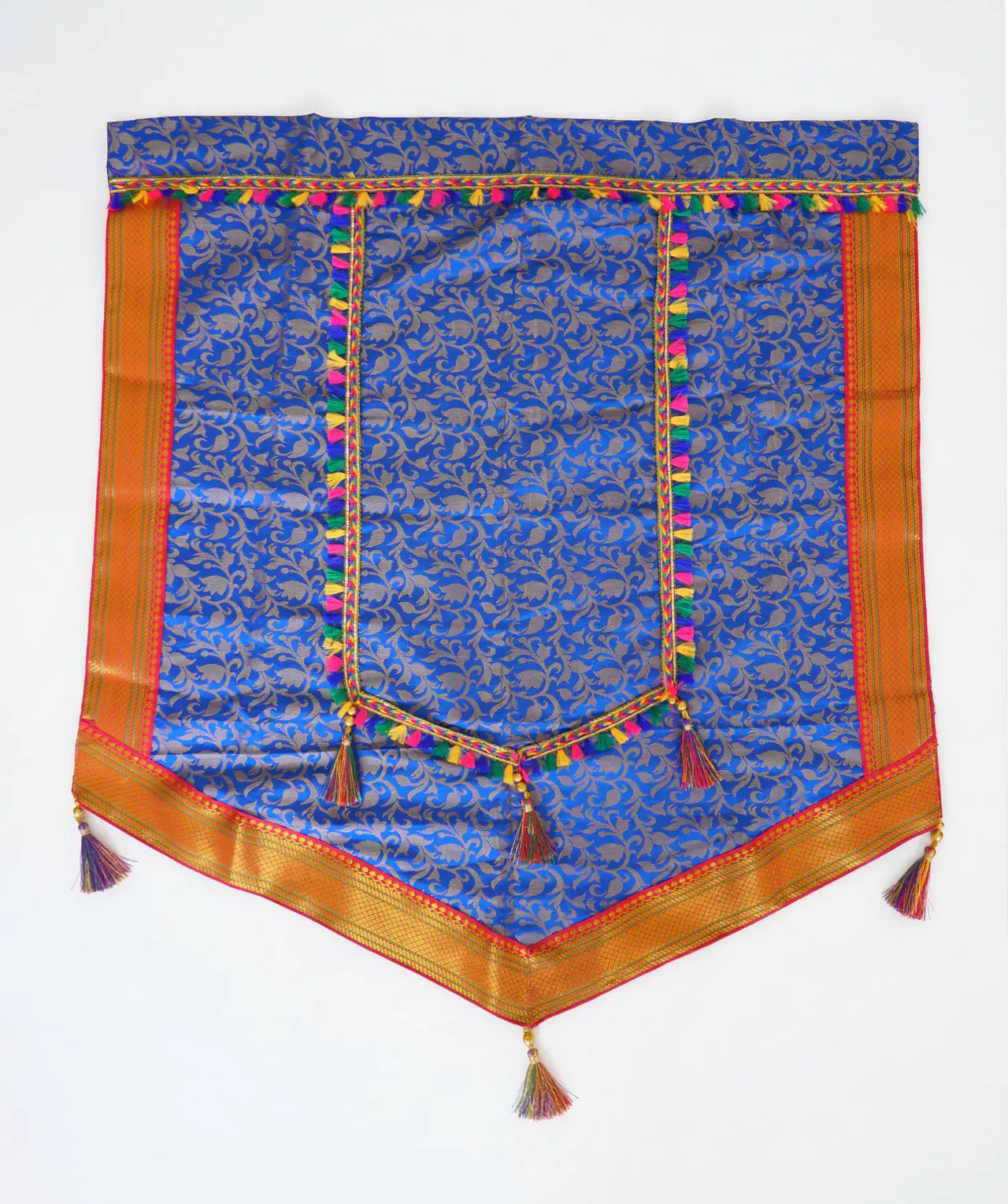 Handcrafted Paithani Blue Backdrop — made by Hirakani Foundation artisans, Nashik