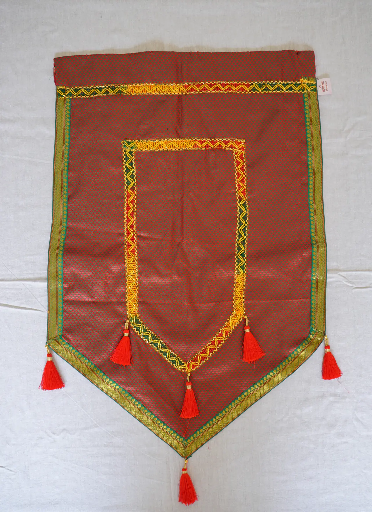 Handcrafted Paithani Brown Green Backdrop — made by Hirakani Foundation artisans, Nashik